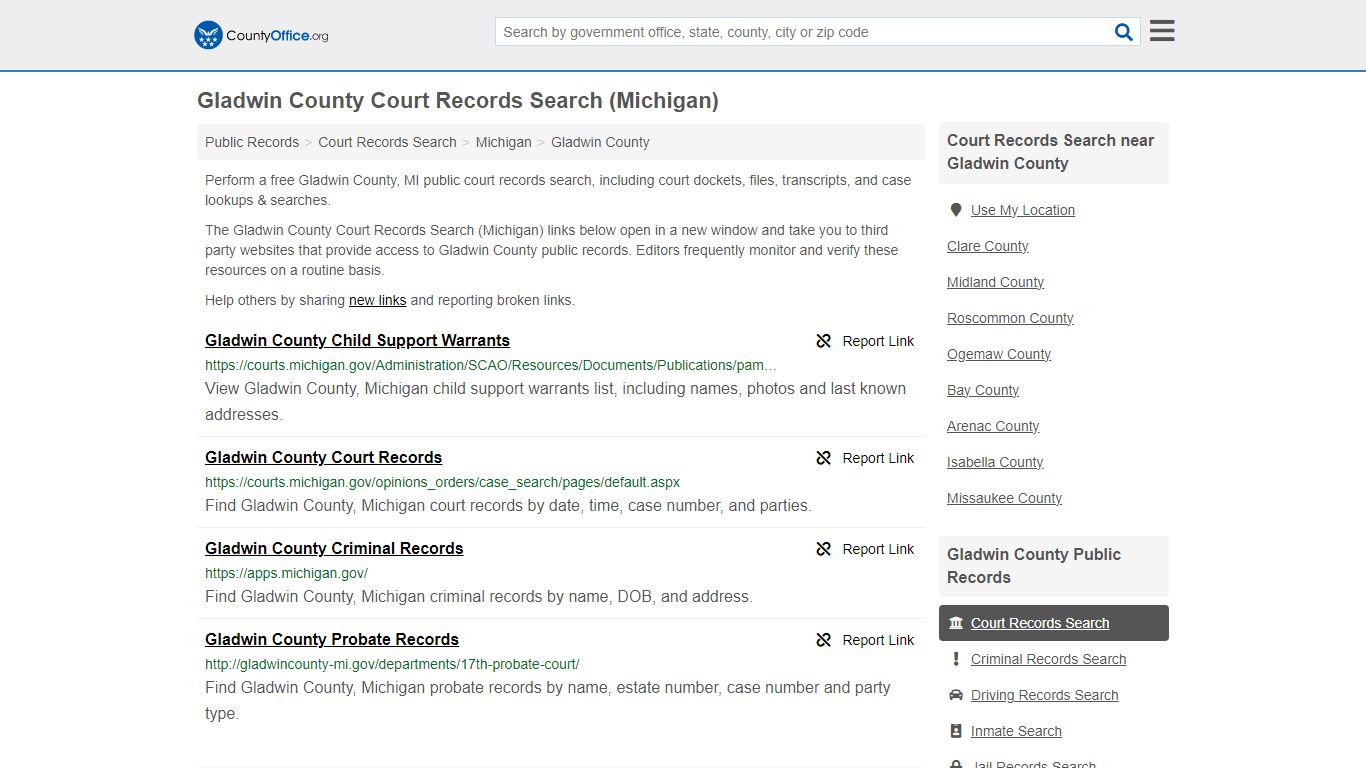 Gladwin County Court Records Search (Michigan) - County Office