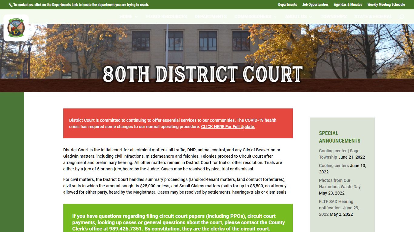 80th District Court | Gladwin County